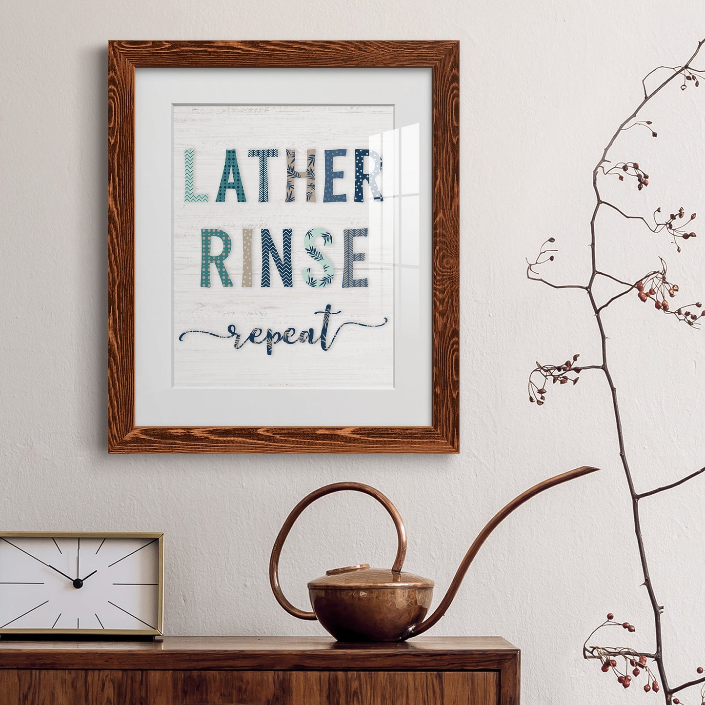 Lather Rinse Repeat - Premium Framed Print - Distressed Barnwood Frame - Ready to Hang