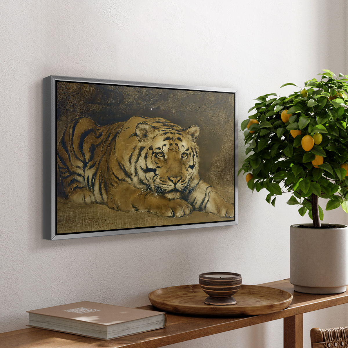 Study of a Tiger for Circe, 1885 - Floater Framed Canvas Print