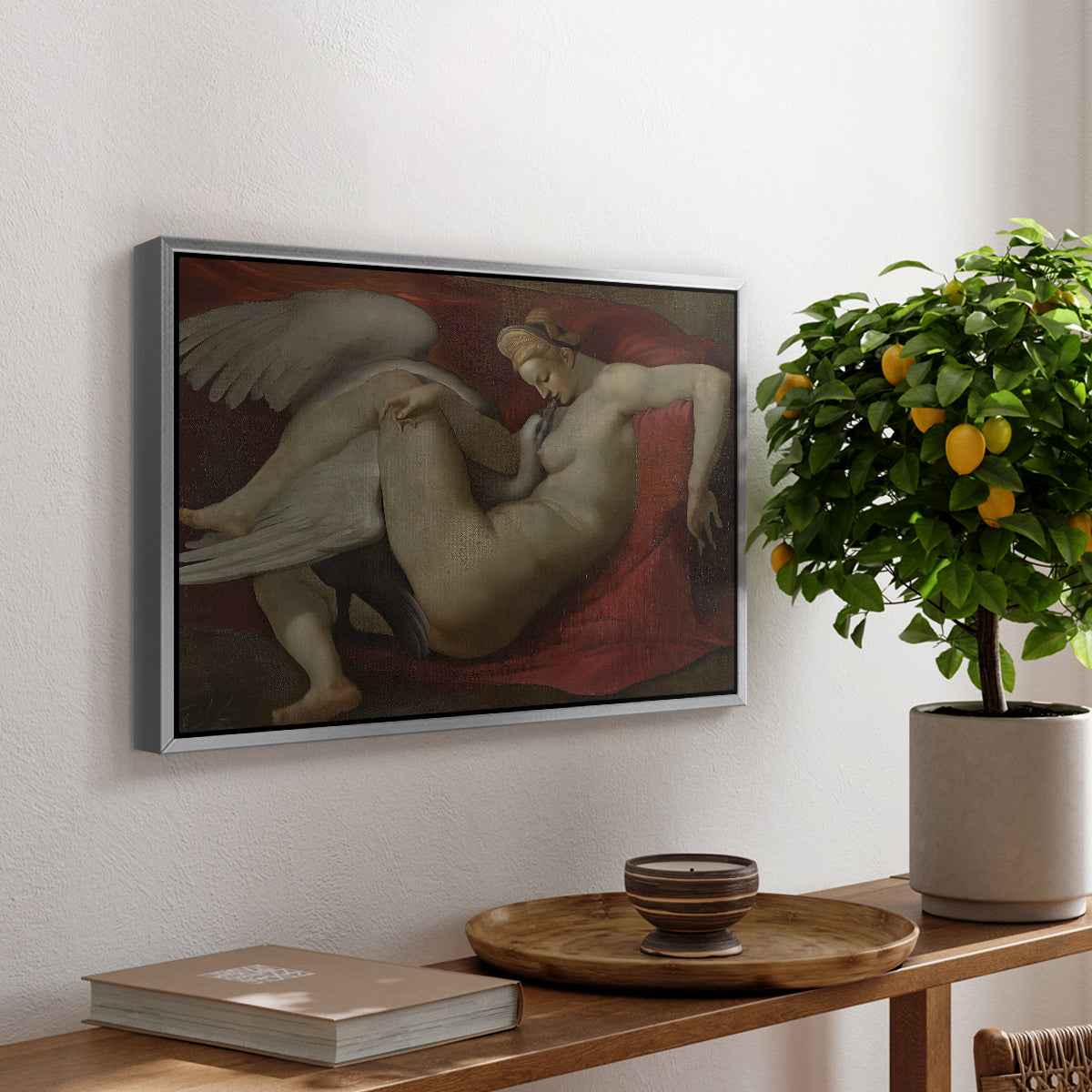 Leda and the Swan (16th-Century Version), c. 1530 - Floater Framed Canvas Print