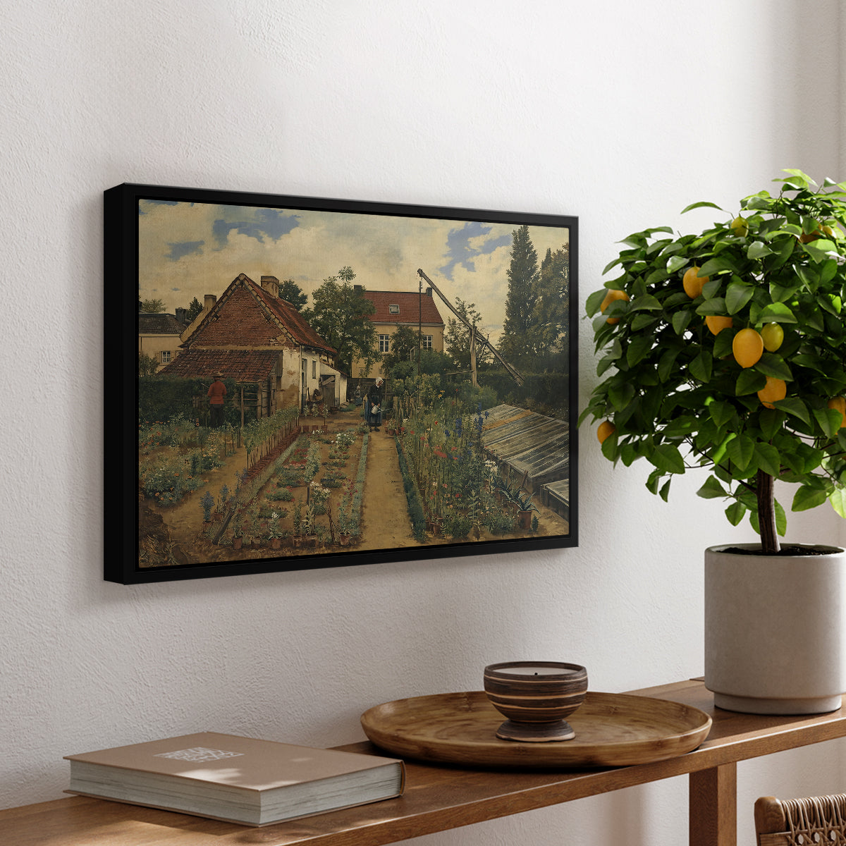 Garden of a Florist (The Flower Garden), 1864 - Floater Framed Canvas Print