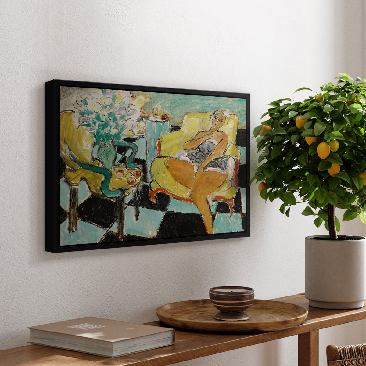 Seated Woman with Flower, 1942 - Floater Framed Canvas Print
