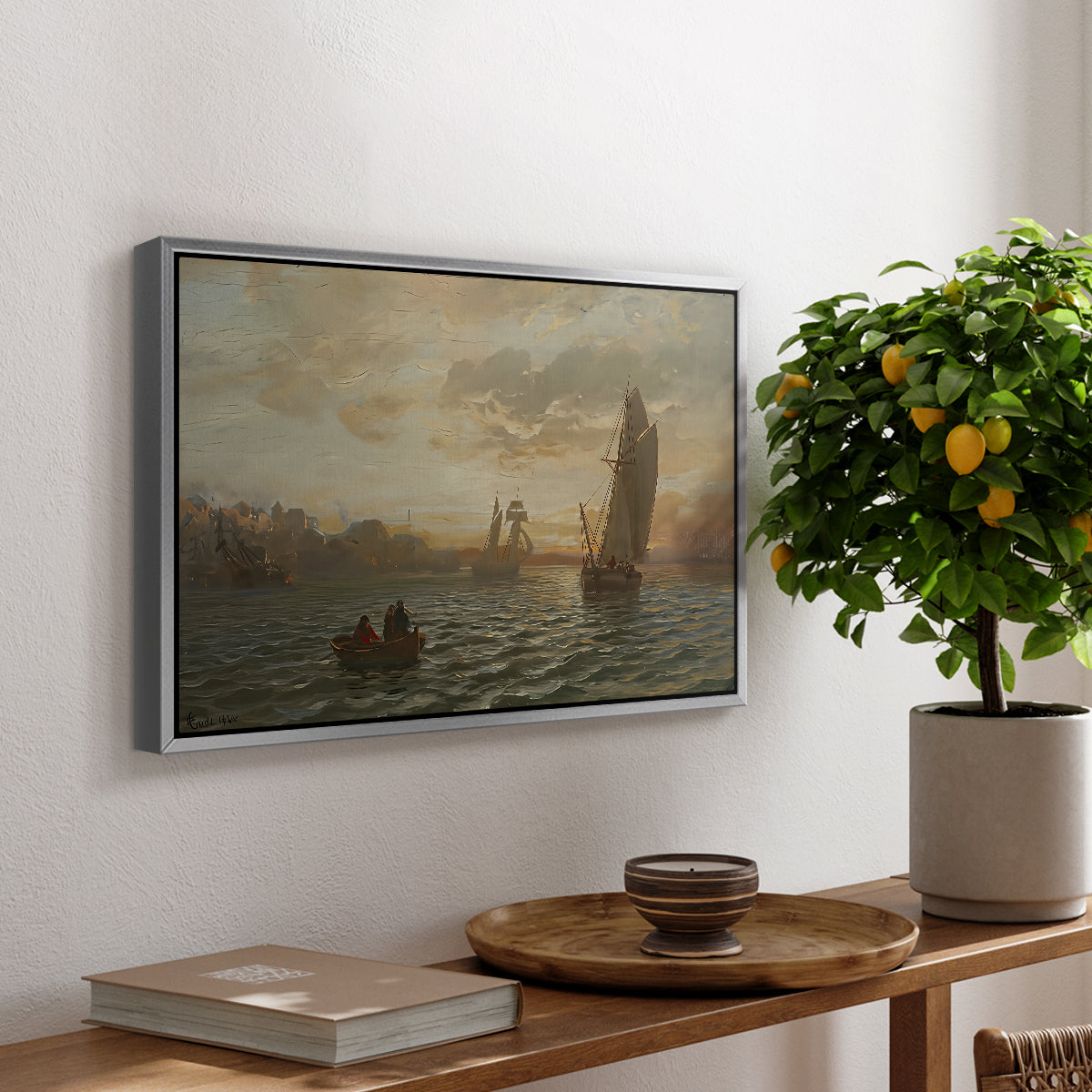 View from the Oslofjord, 1866 - Floater Framed Canvas Print