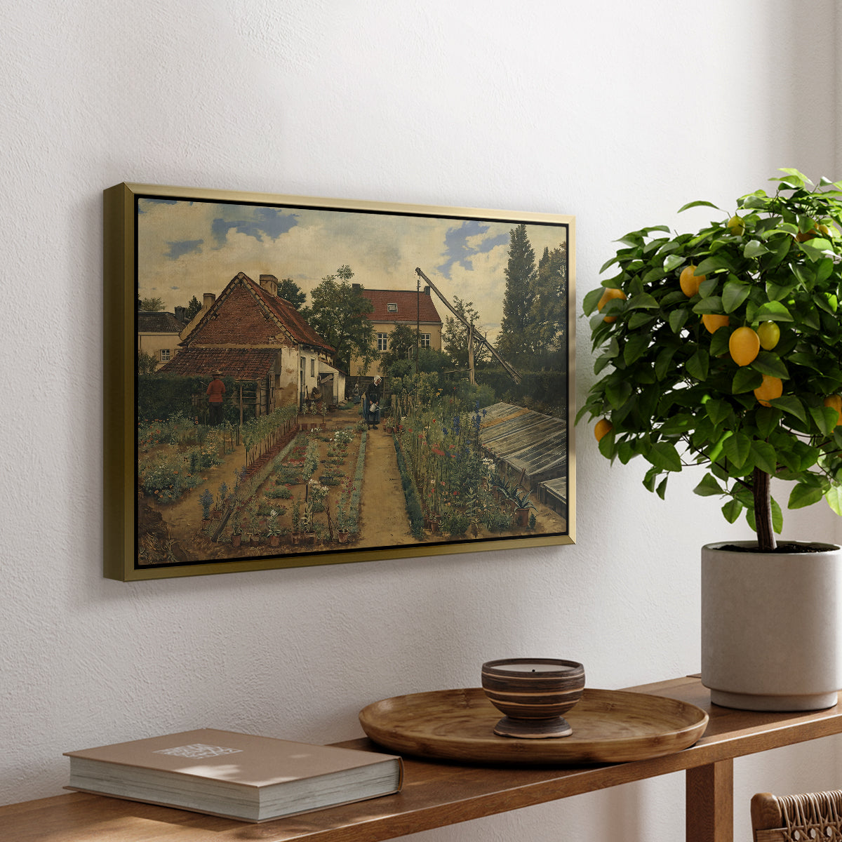Garden of a Florist (The Flower Garden), 1864 - Floater Framed Canvas Print