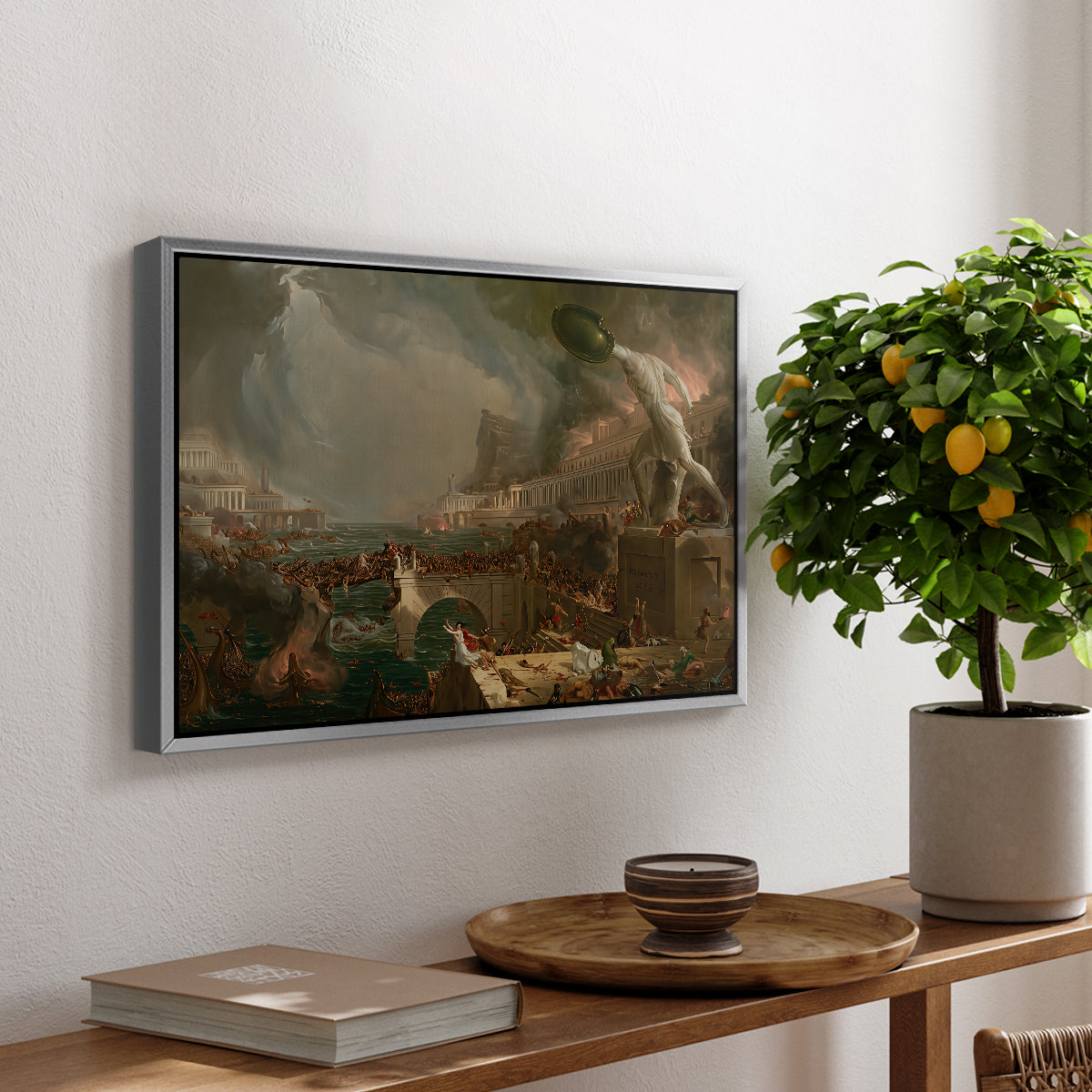 The Course of Empire: Destruction, 1836 - Floater Framed Canvas Print
