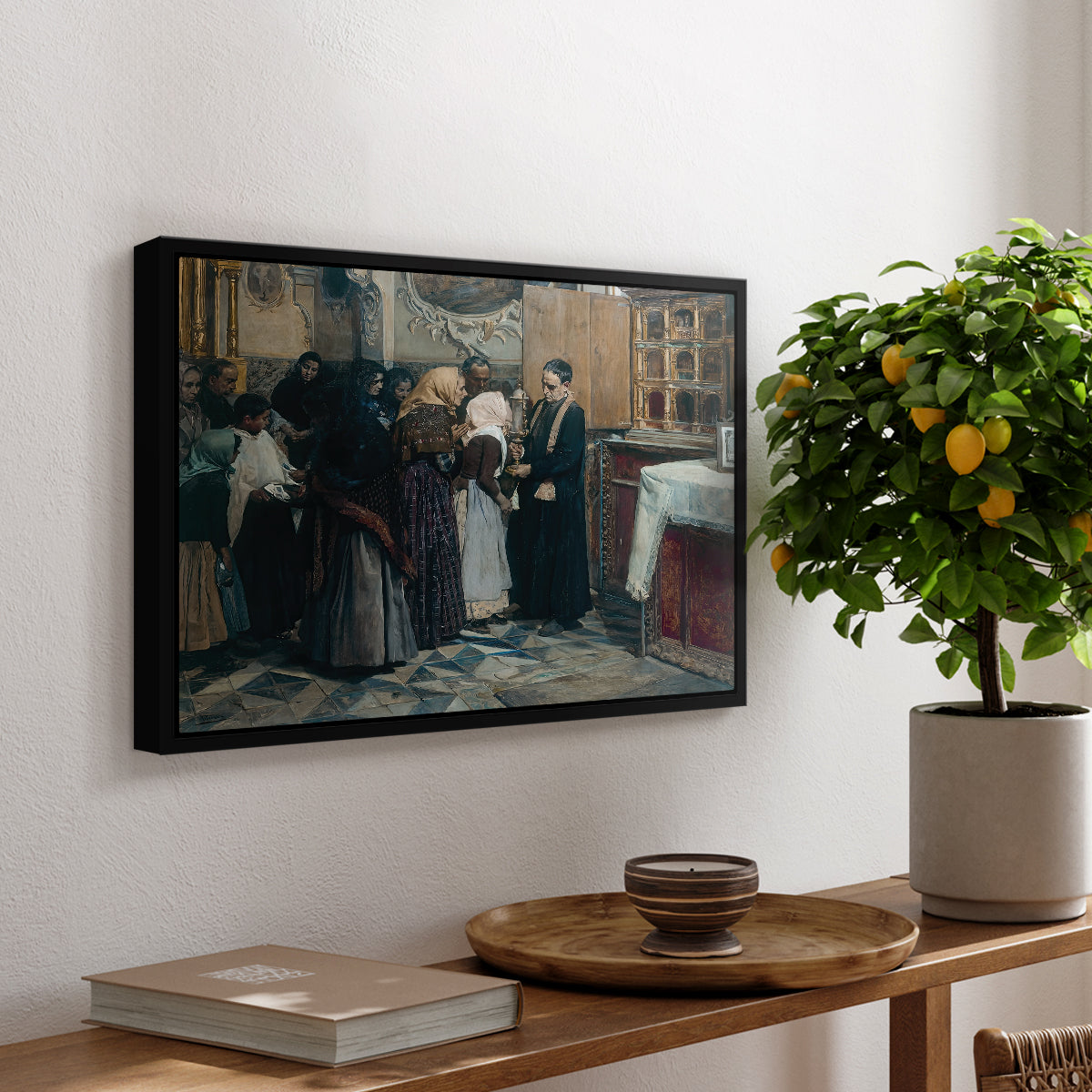 Kissing the Relic, 1893 - Floater Framed Canvas Print