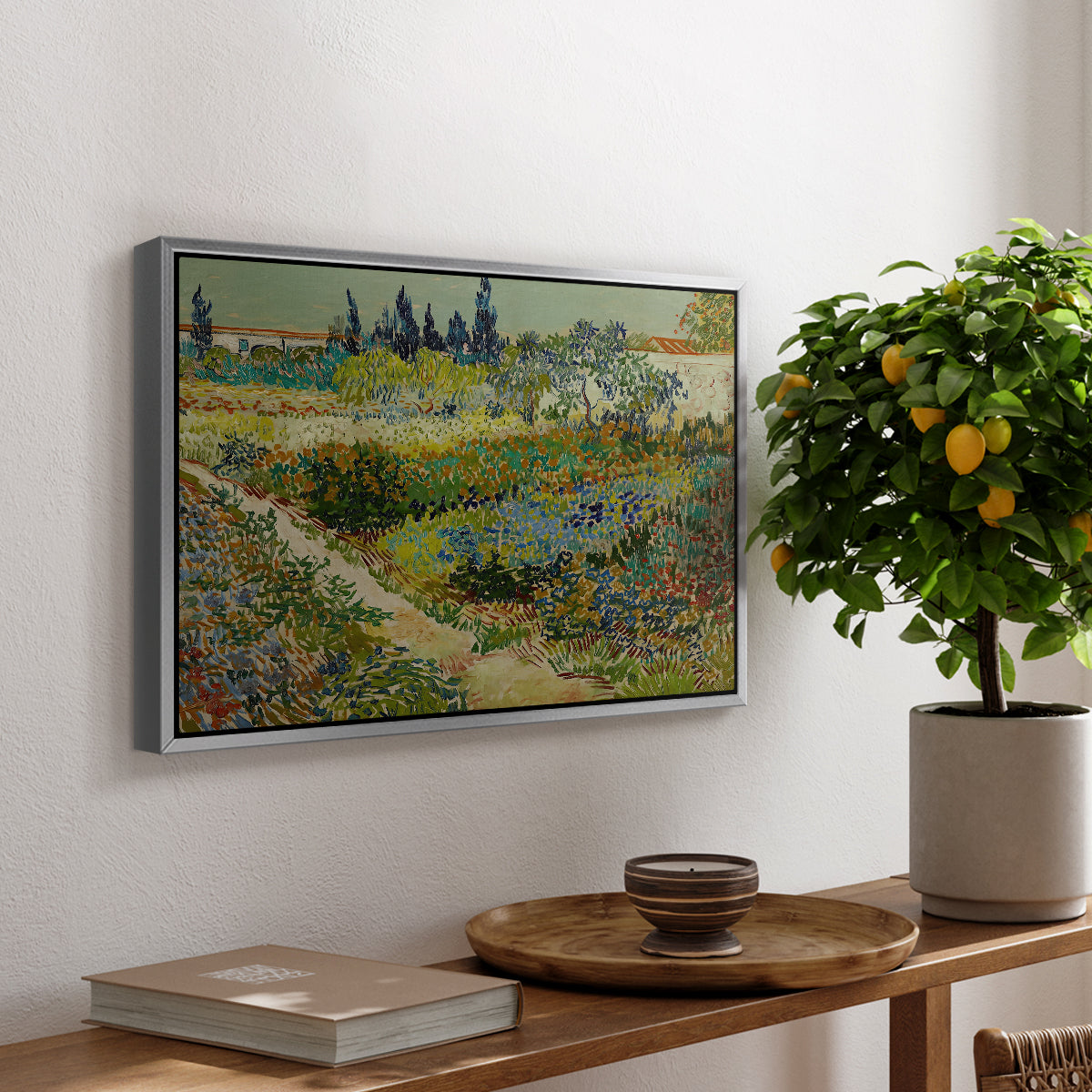 Garden at Arles, 1888 - Floater Framed Canvas Print