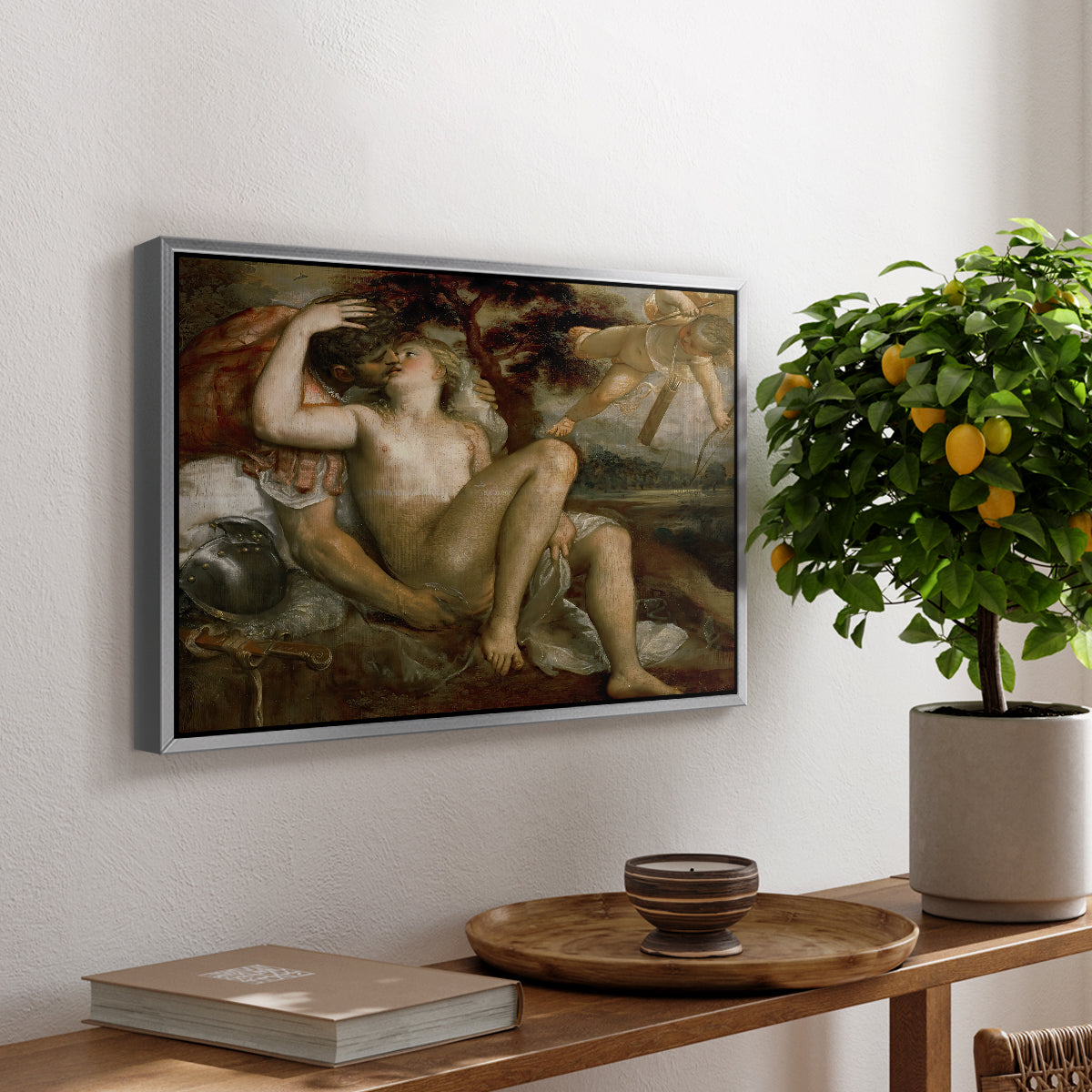 Mars, Venus and Cupid, c. 1530 - Floater Framed Canvas Print
