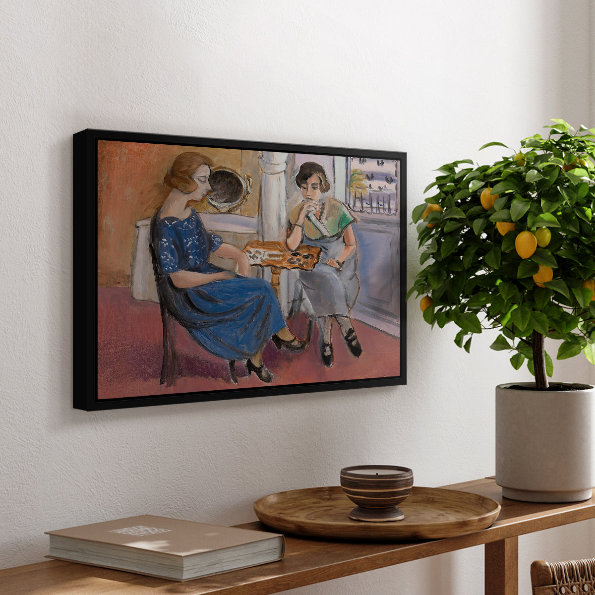 Domino Players, 1921 - Floater Framed Canvas Print