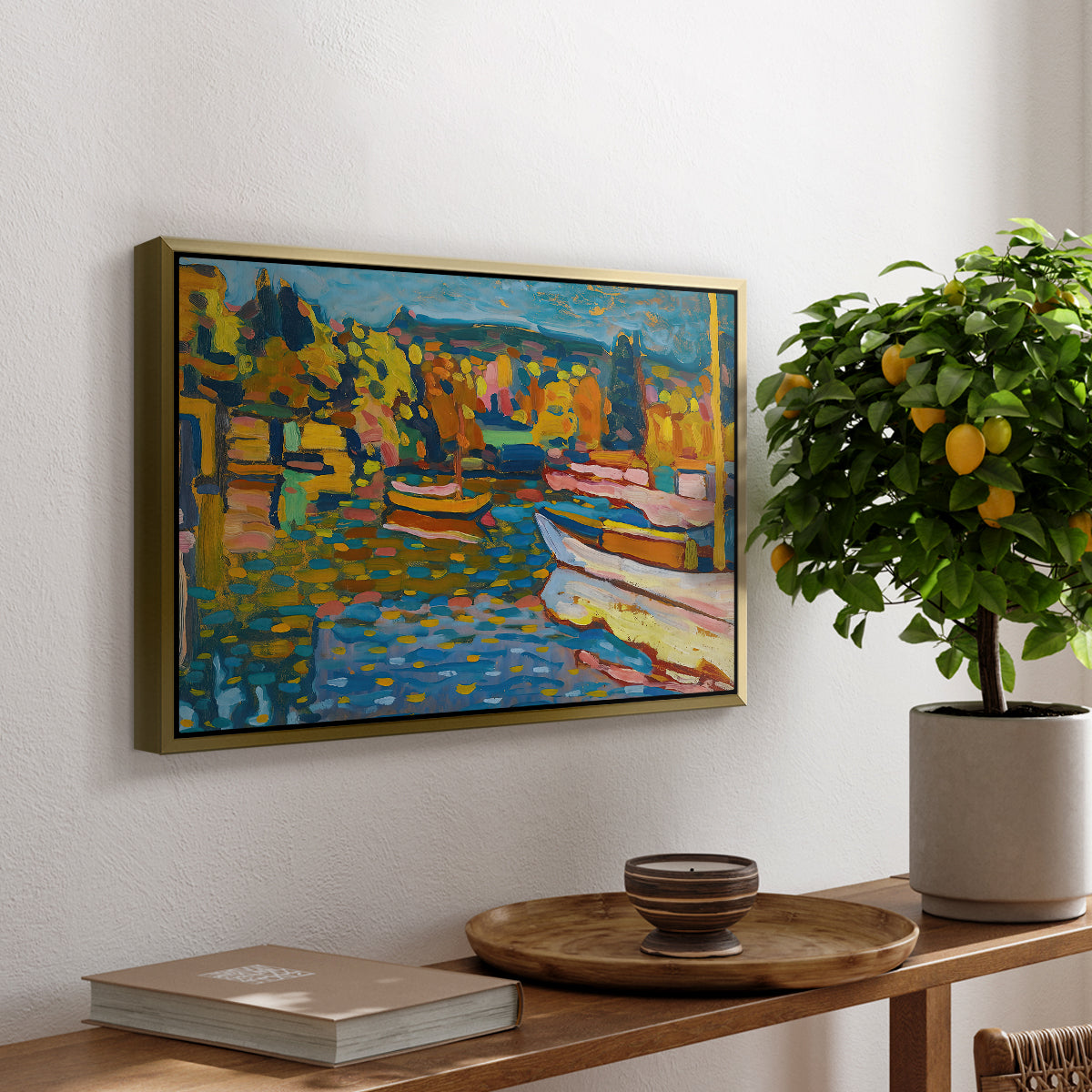 Study for Autumn Landscape with Boats, 1908 - Floater Framed Canvas Print