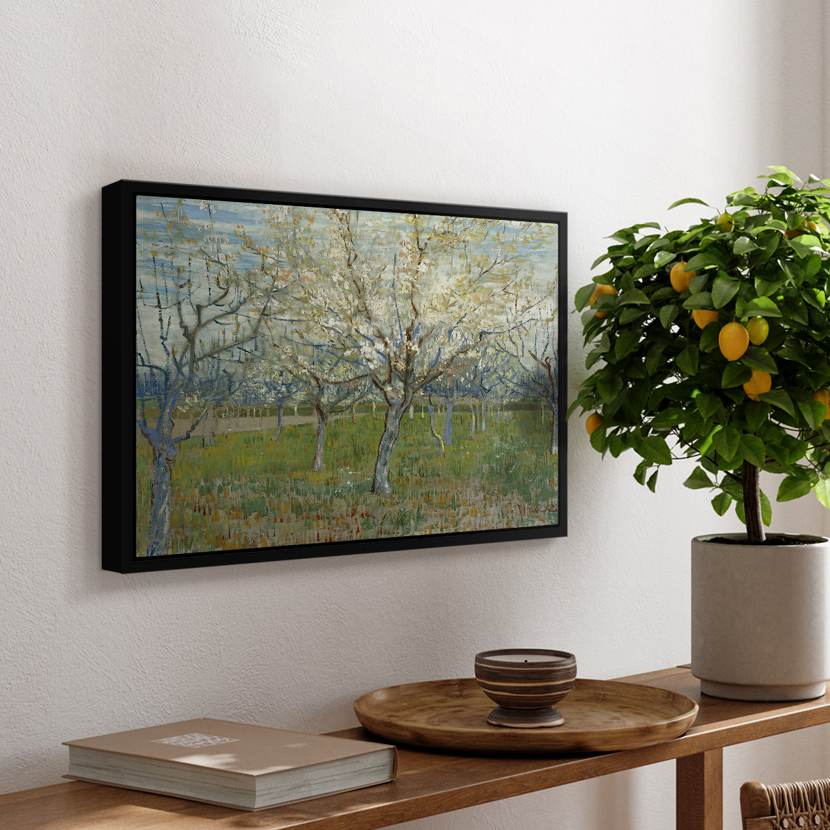 The Pink Orchard, 1888 - Floater Framed Canvas Print