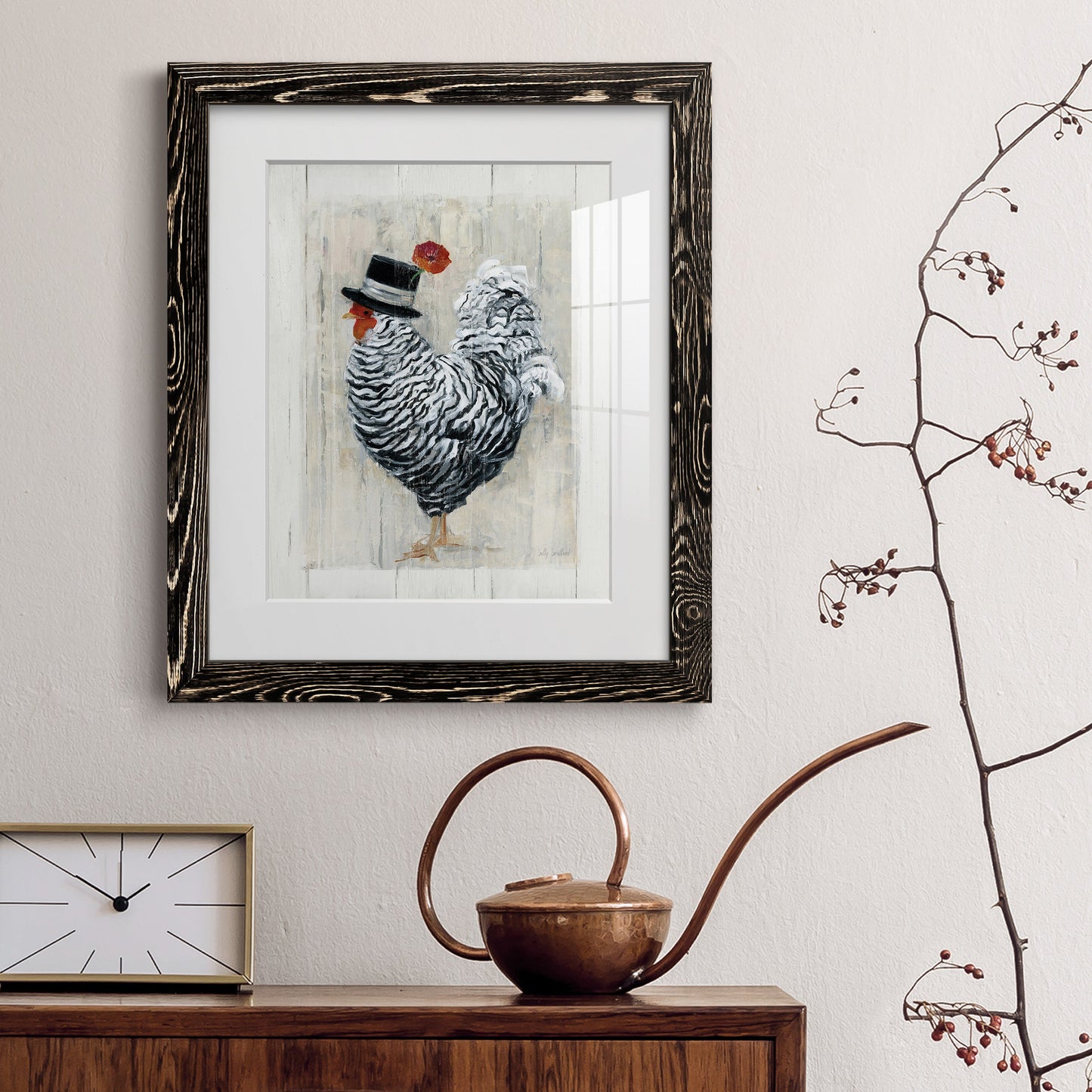 Sunday Best Rooster - Premium Framed Print - Distressed Barnwood Frame - Ready to Hang