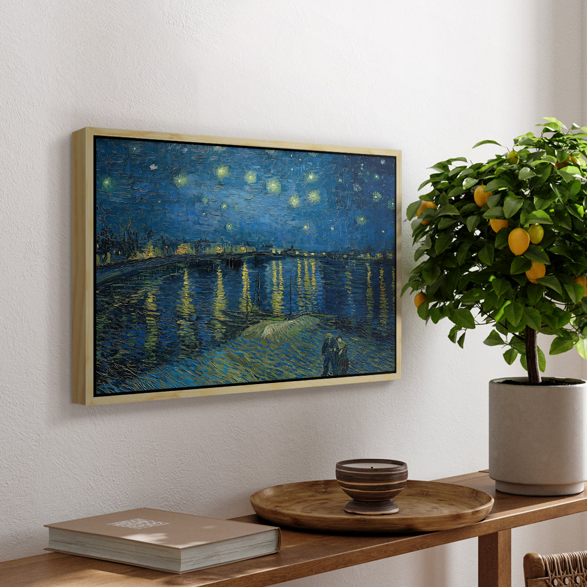 Starry Night Over the Rhône, 1888 - Floater Framed Canvas Print