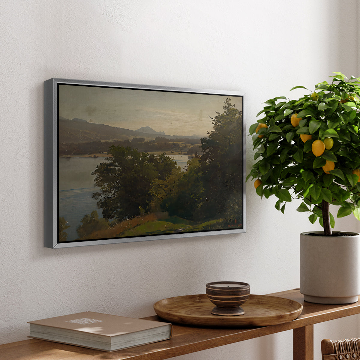 View of the Mondsee, 1870 - Floater Framed Canvas Print