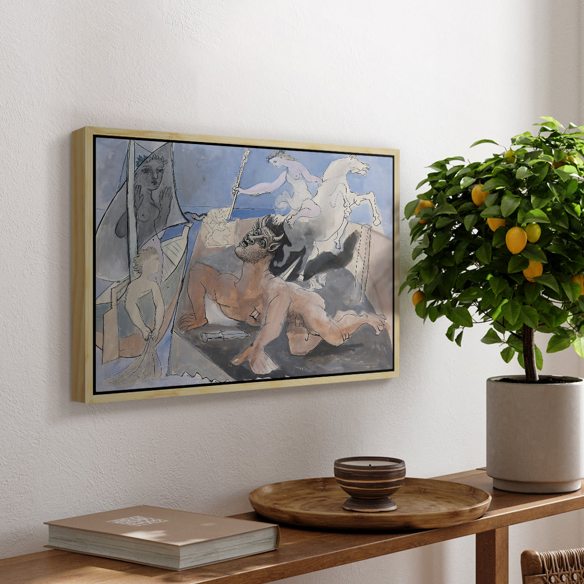 Composition with Minotaur, 1936 - Floater Framed Canvas Print