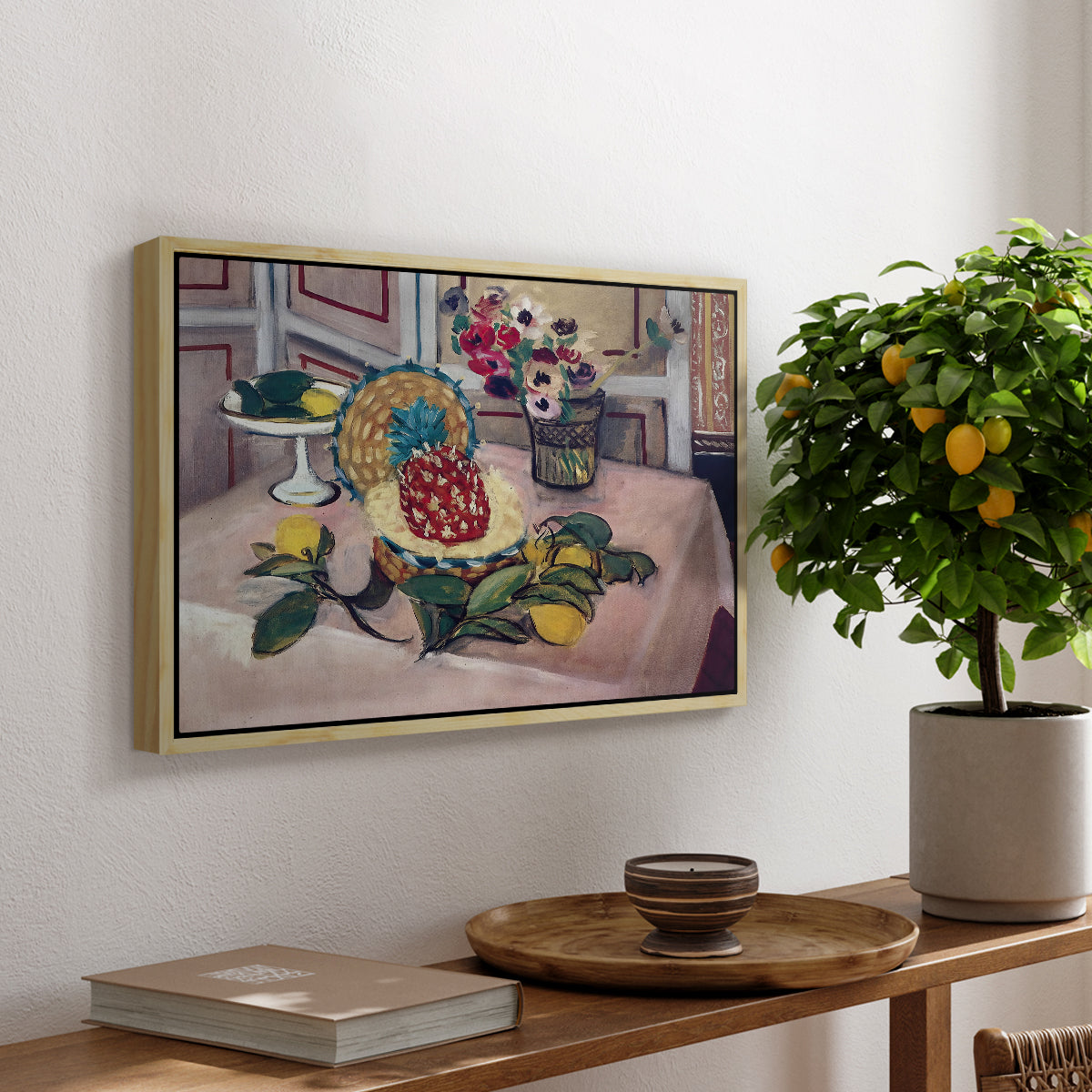 Still Life with Pineapple and Lemons, 1925 - Floater Framed Canvas Print