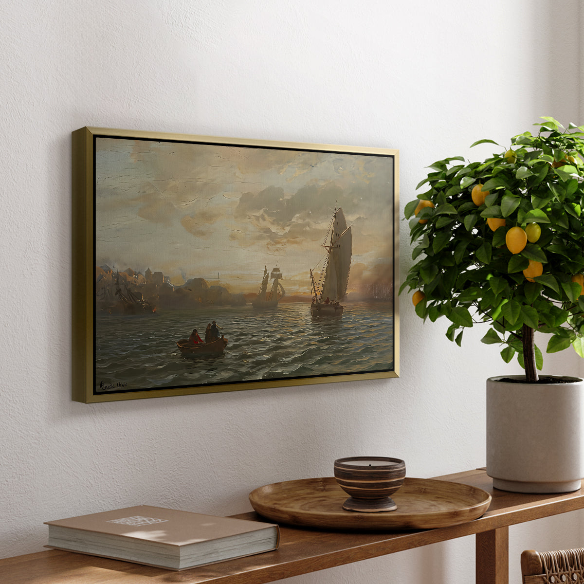View from the Oslofjord, 1866 - Floater Framed Canvas Print