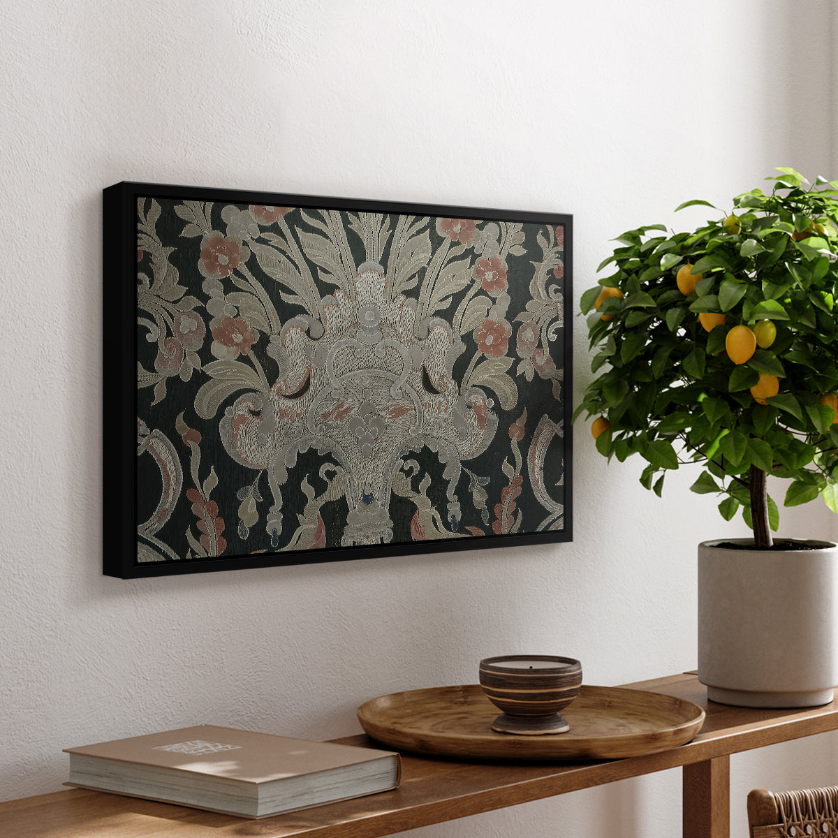 Hanging (Printed Textile), c. 18th Century - Floater Framed Canvas Print