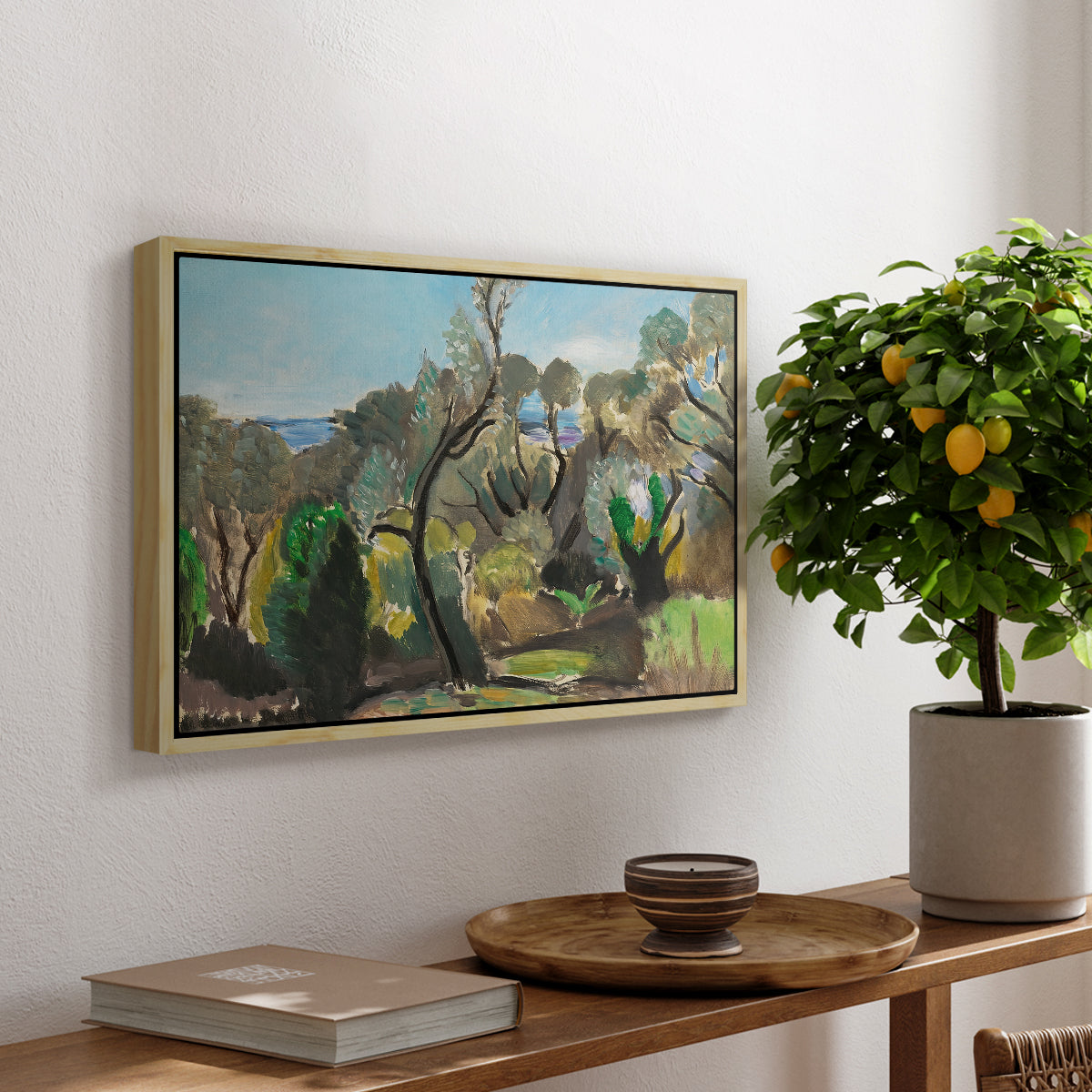 Landscape near Nice, c. 1918 - Floater Framed Canvas Print