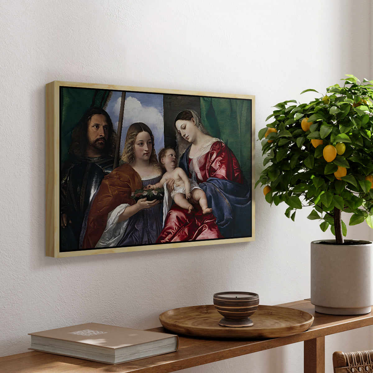Madonna and Child with Saints Dorothy and George, c. 1516 - Floater Framed Canvas Print