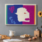 Canvas art print featuring an abstract cut-out suggesting a wolf, set in a cozy kitchen setting