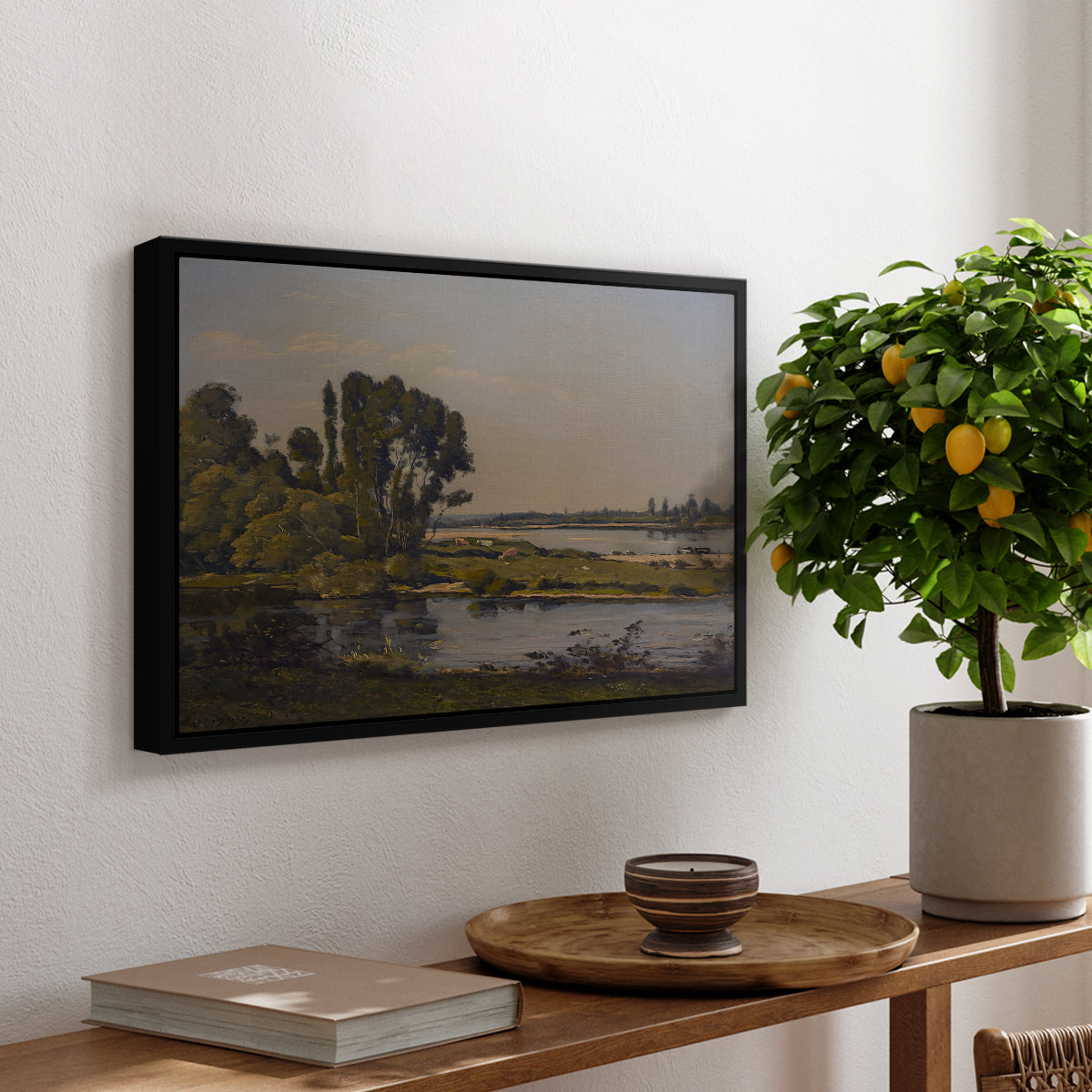 Landscape with a River, 1892 - Floater Framed Canvas Print