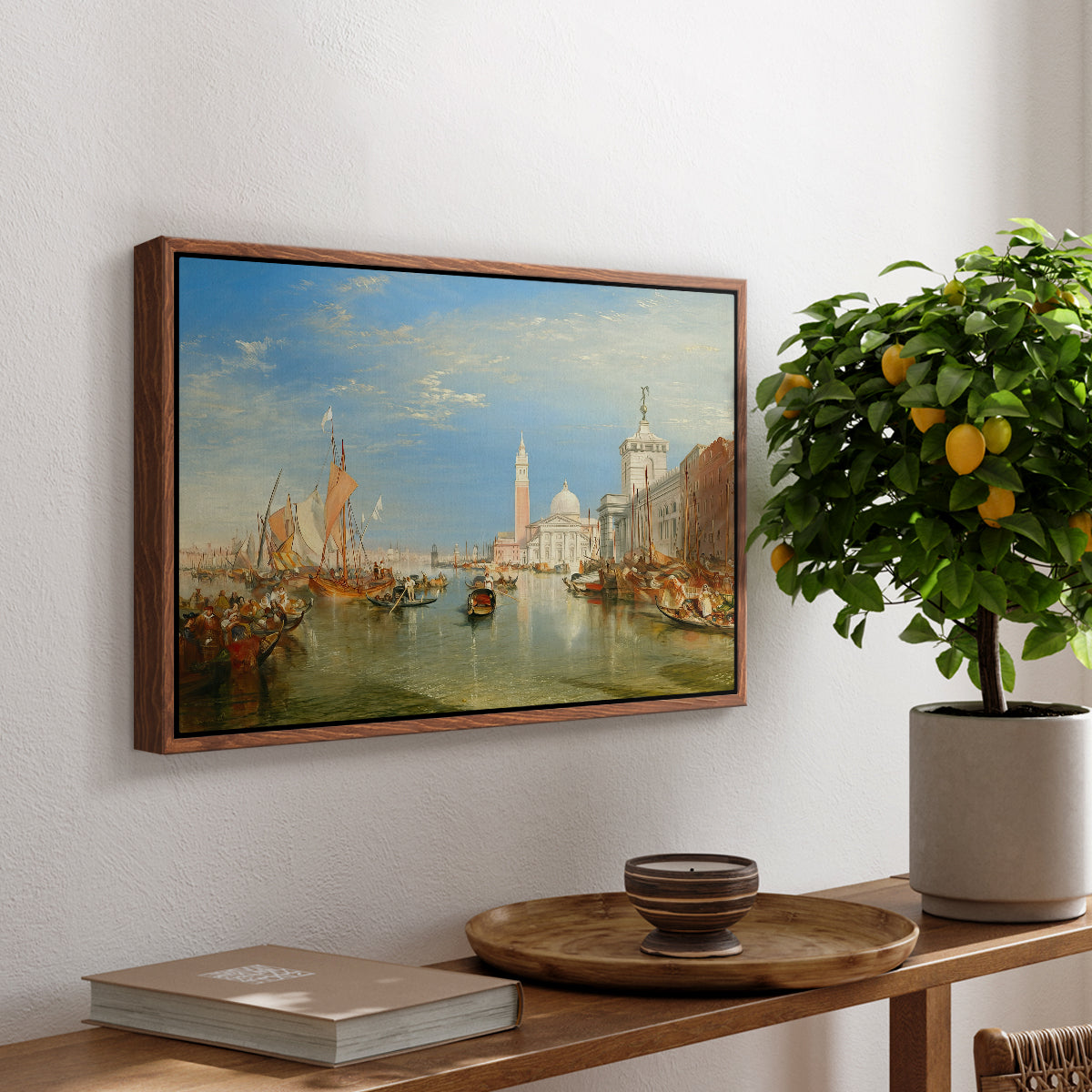 Venice: The Dogana and San Giorgio Maggiore, 1834 - Floater Framed Canvas Print