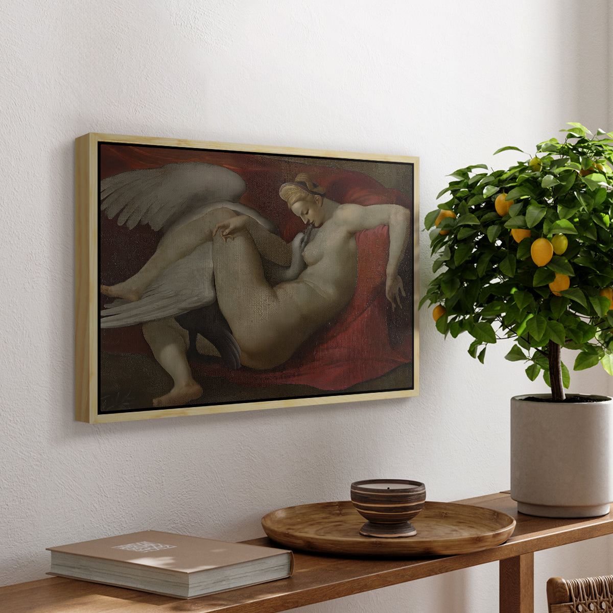 Leda and the Swan (16th-Century Version), c. 1530 - Floater Framed Canvas Print