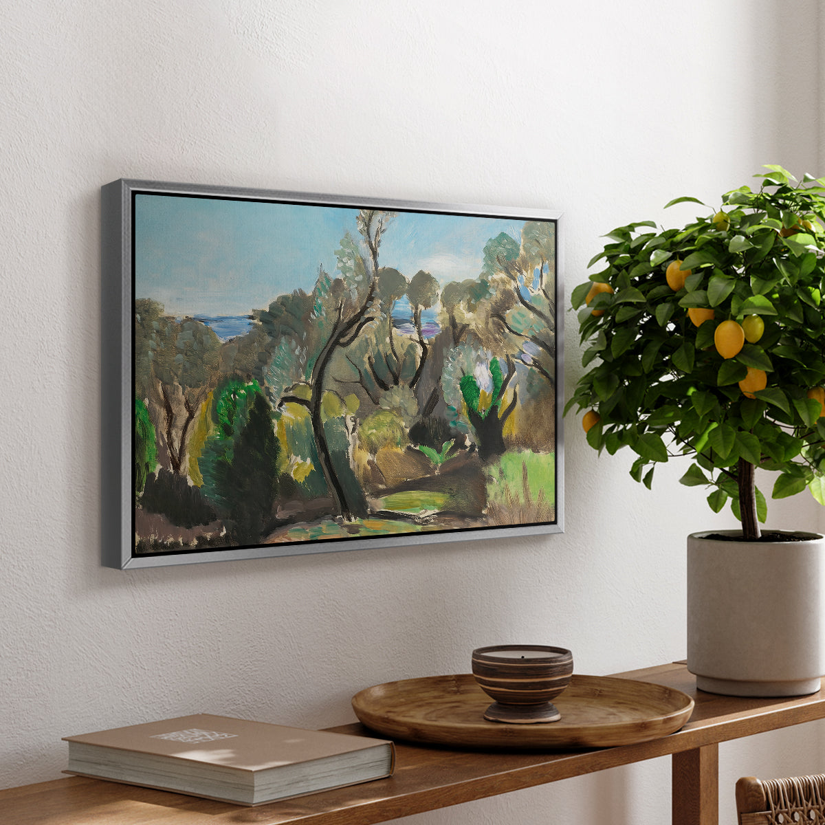 Landscape near Nice, c. 1918 - Floater Framed Canvas Print