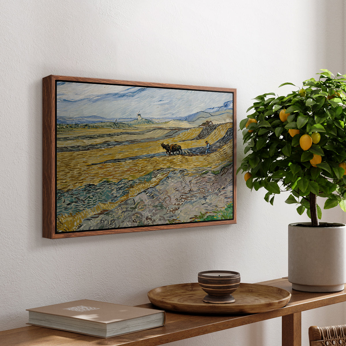 Enclosed Field with Ploughman, 1889 - Floater Framed Canvas Print