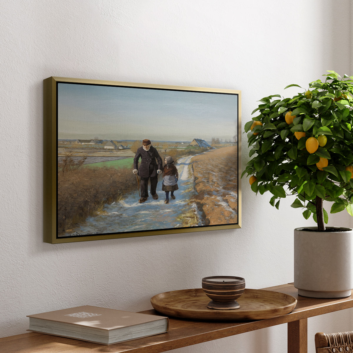 The Old Man and the Child, 1888 - Floater Framed Canvas Print