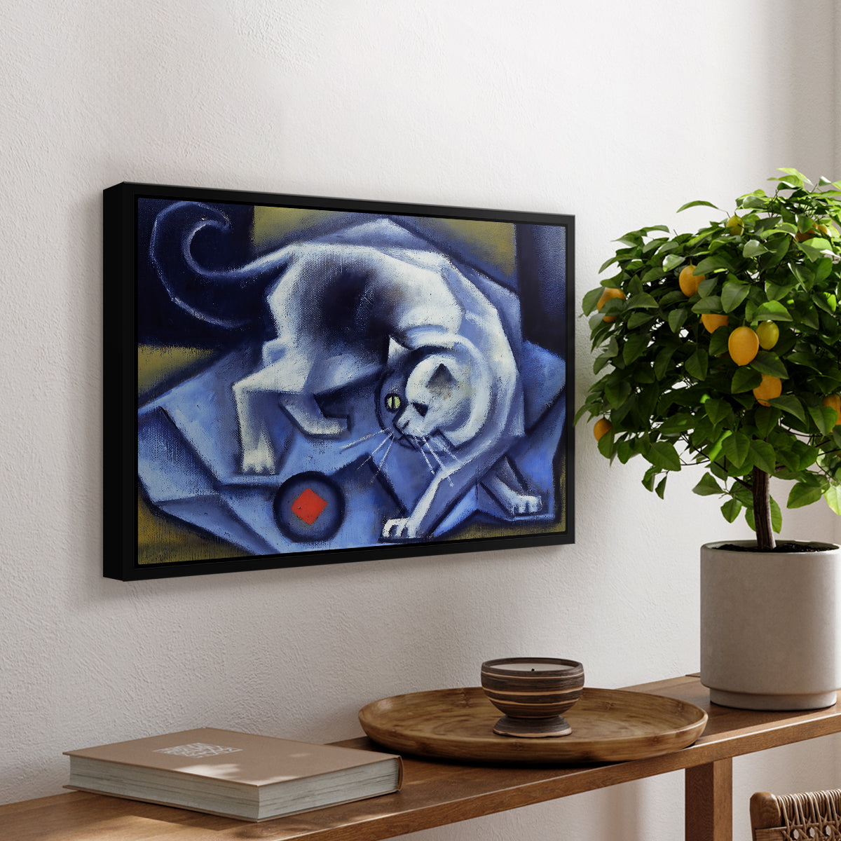Cat Playing with a Ball, 1945-1950 - Floater Framed Canvas Print