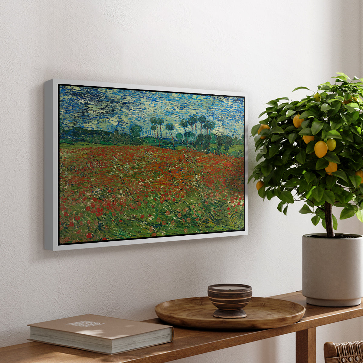 Field with Poppies, 1889 - Floater Framed Canvas Print