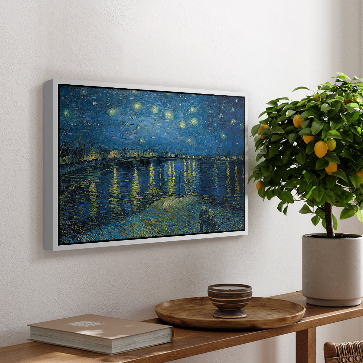 Starry Night Over the Rhône, 1888 - Floater Framed Canvas Print