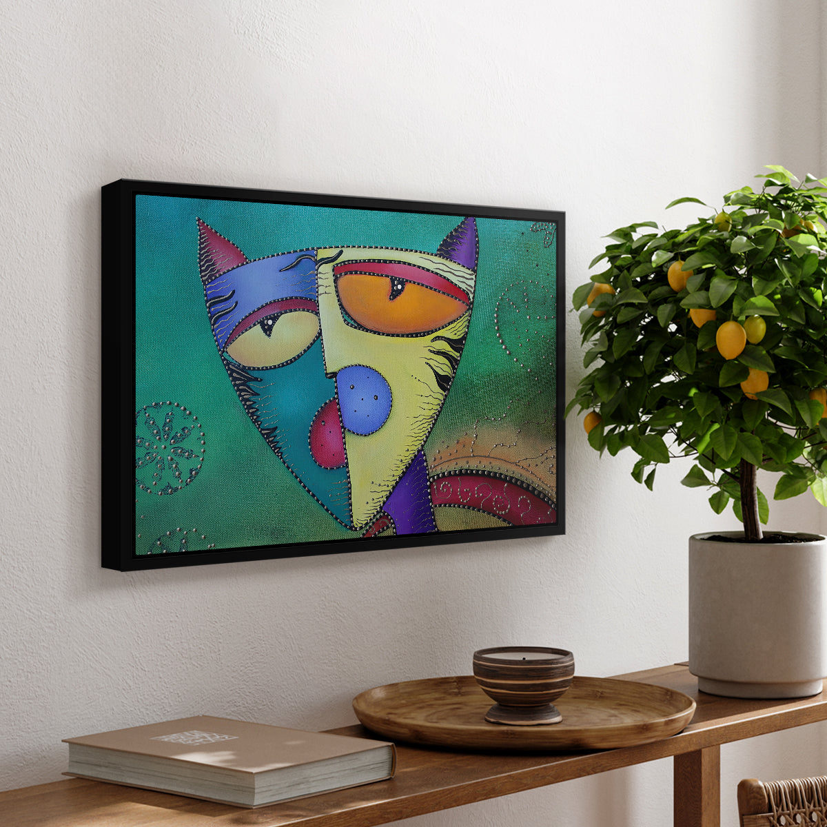 Celestial Cat - Floater Framed Canvas Print