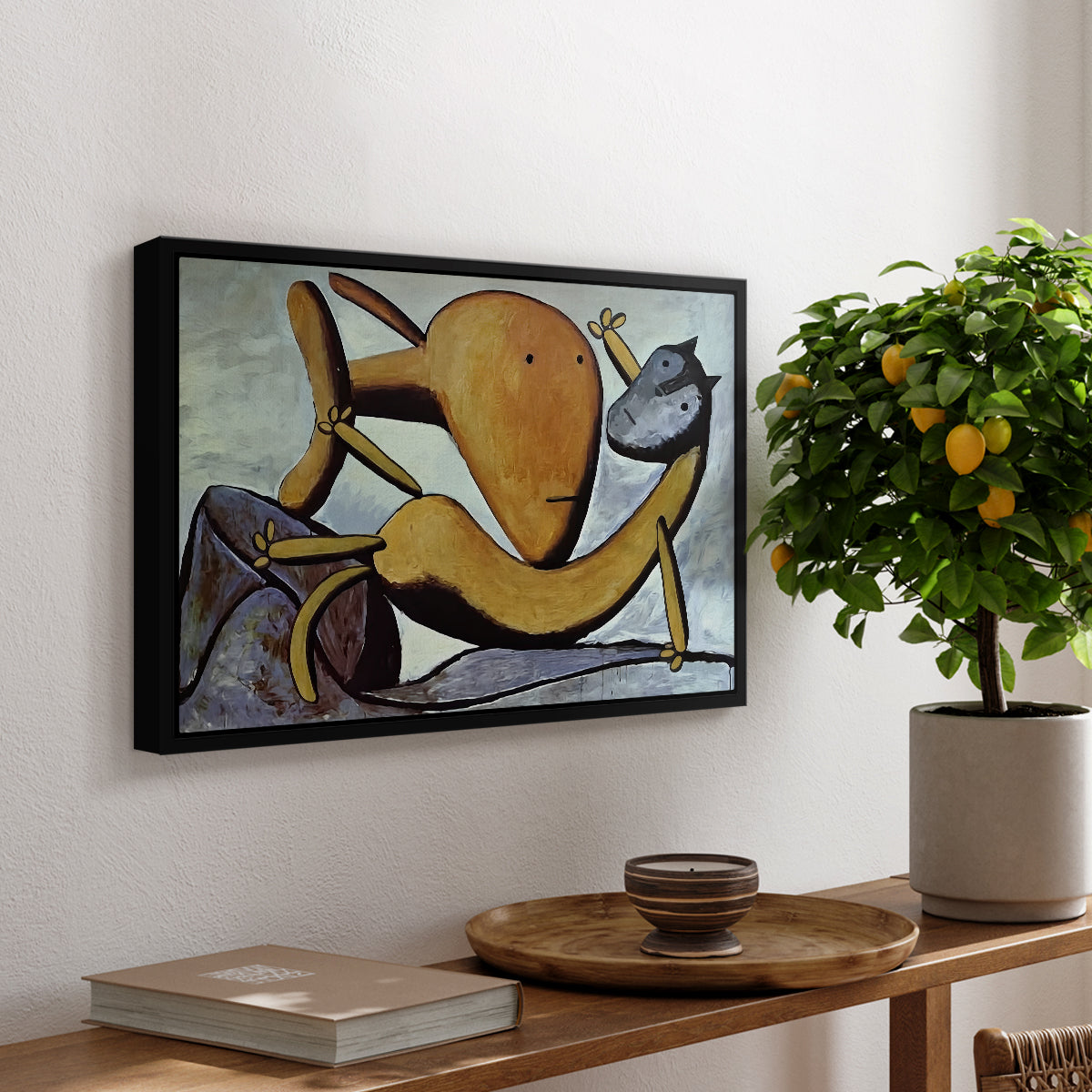 Cat and Big Fish, c. 1931 - Floater Framed Canvas Print