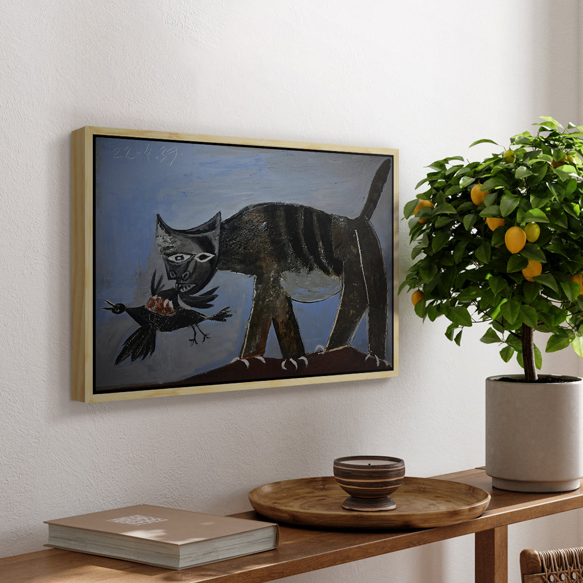 Cat Catching a Bird, 1939 - Floater Framed Canvas Print