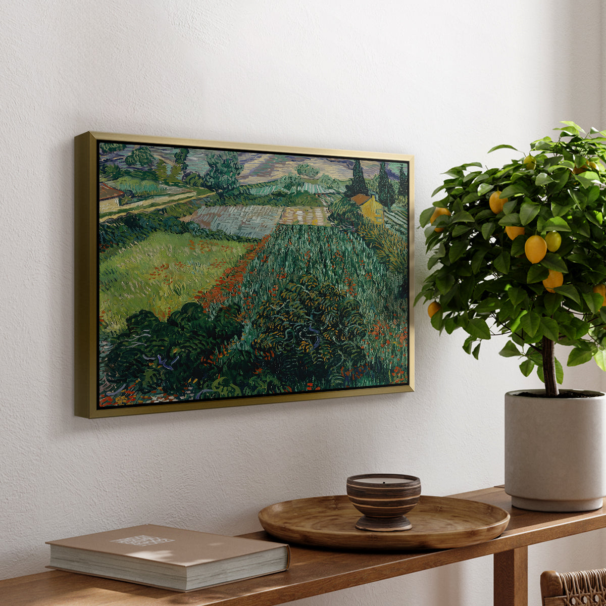 Field with Poppies, Saint-Rémy, 1889 - Floater Framed Canvas Print