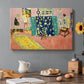 Canvas art print featuring a studio interior filled with objects in pink tones, set in a cozy kitchen setting