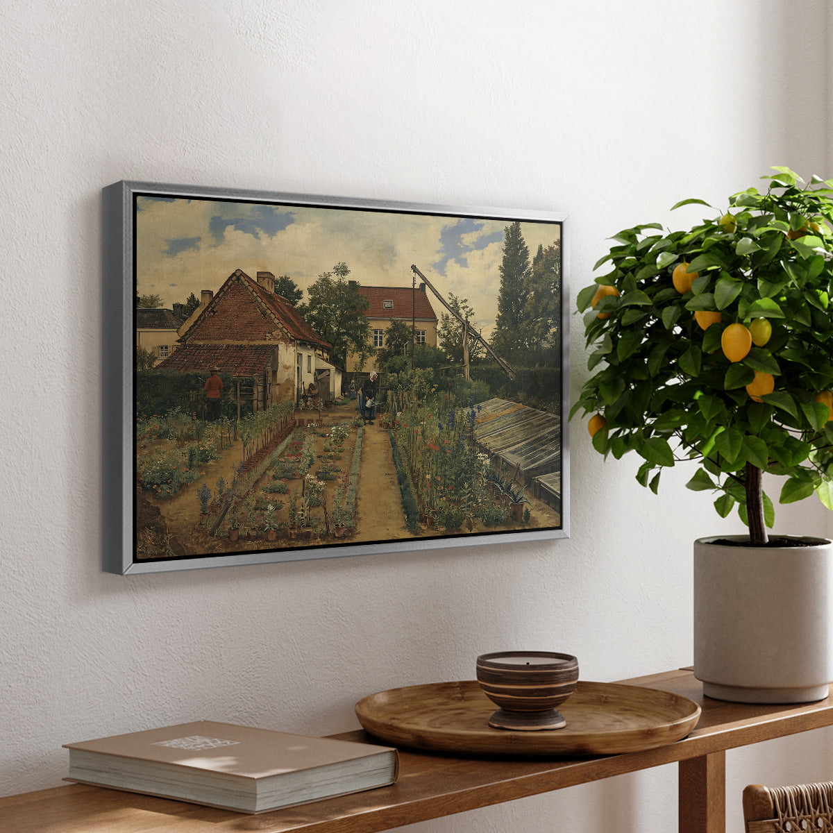 Garden of a Florist (The Flower Garden), 1864 - Floater Framed Canvas Print