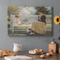 Canvas art print featuring a woman and child seated outdoors in natural light, set in a cozy kitchen setting