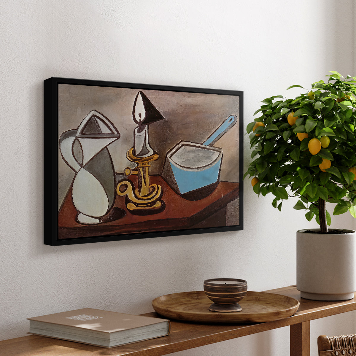 Jug, Candle, and Enamel Pan, 1950 - Floater Framed Canvas Print