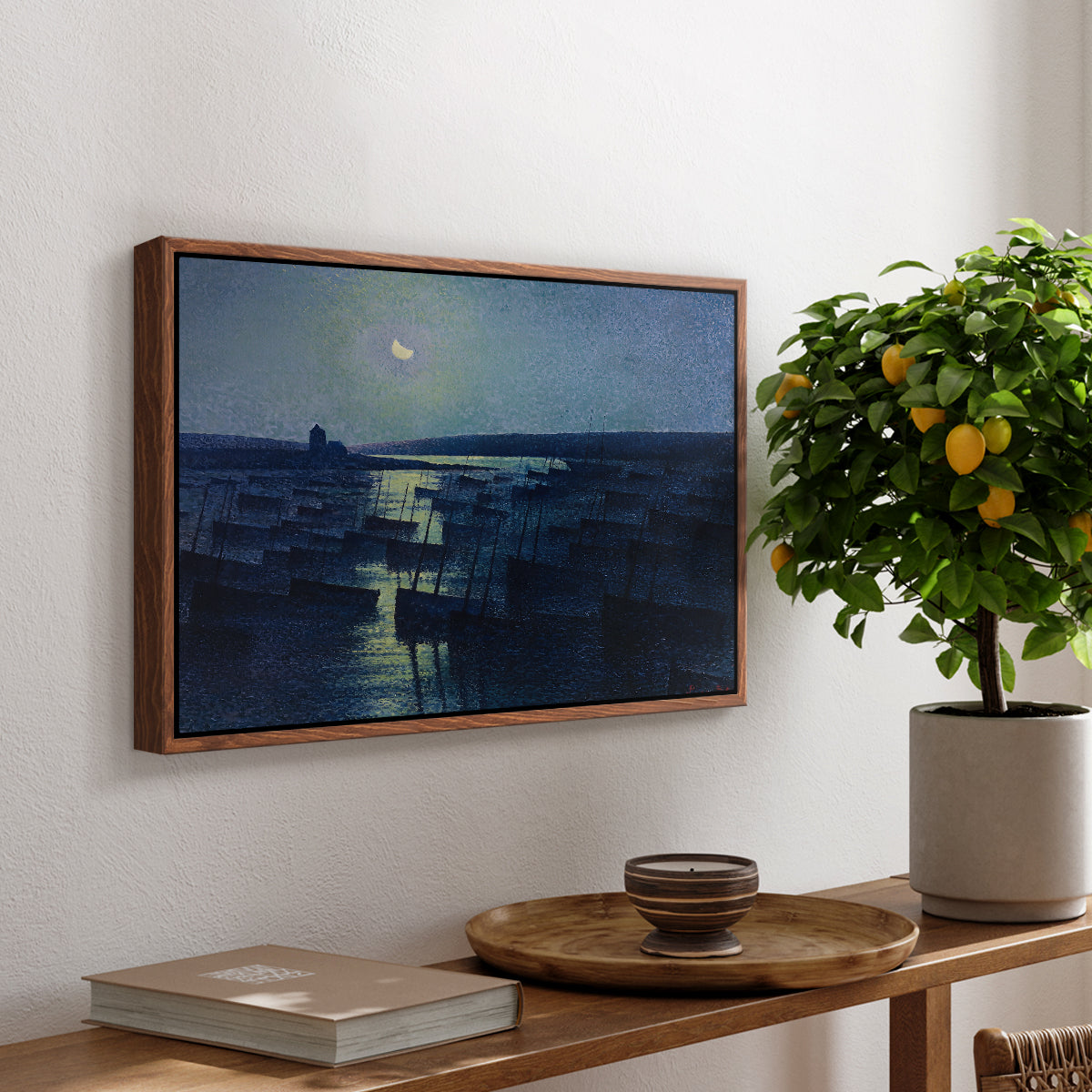 Camaret, Moonlight and Fishing Boats, 1894 - Floater Framed Canvas Print