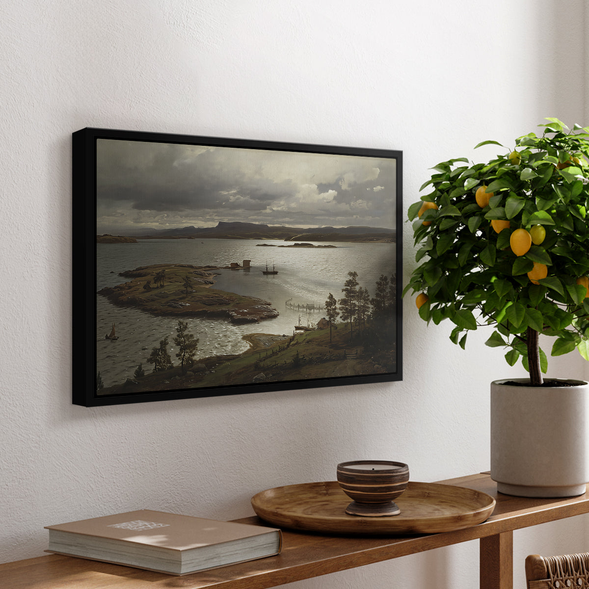 The Fjord at Sandviken (Sandviksfjorden), 1879 - Floater Framed Canvas Print