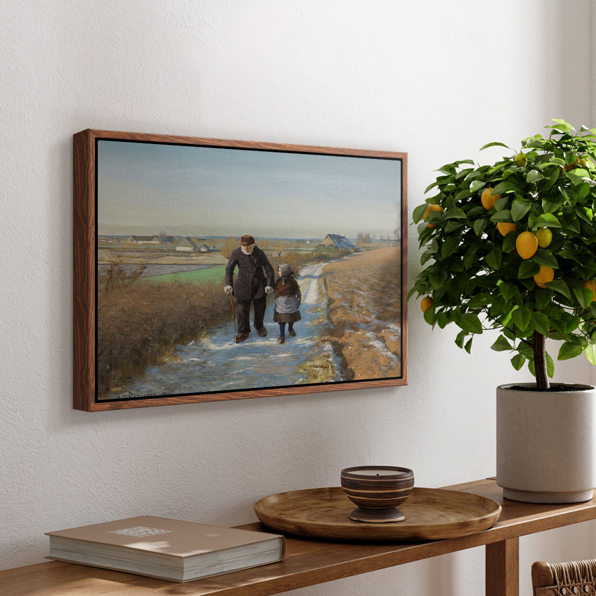 The Old Man and the Child, 1888 - Floater Framed Canvas Print