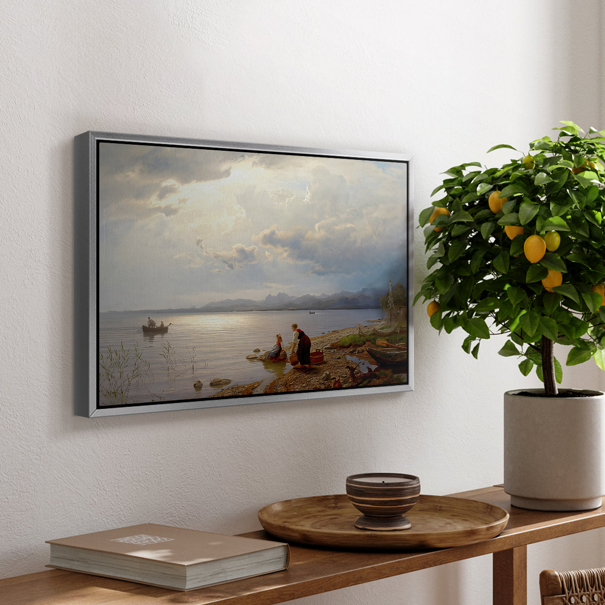 On the Banks of the Chiemsee, 1871 - Floater Framed Canvas Print