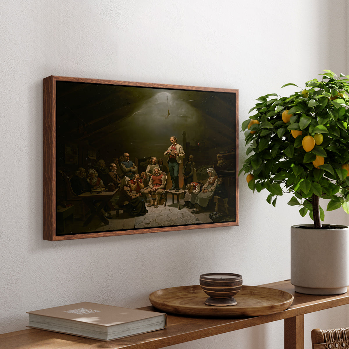 Low Church Devotion (Haugianerne), 1848 - Floater Framed Canvas Print