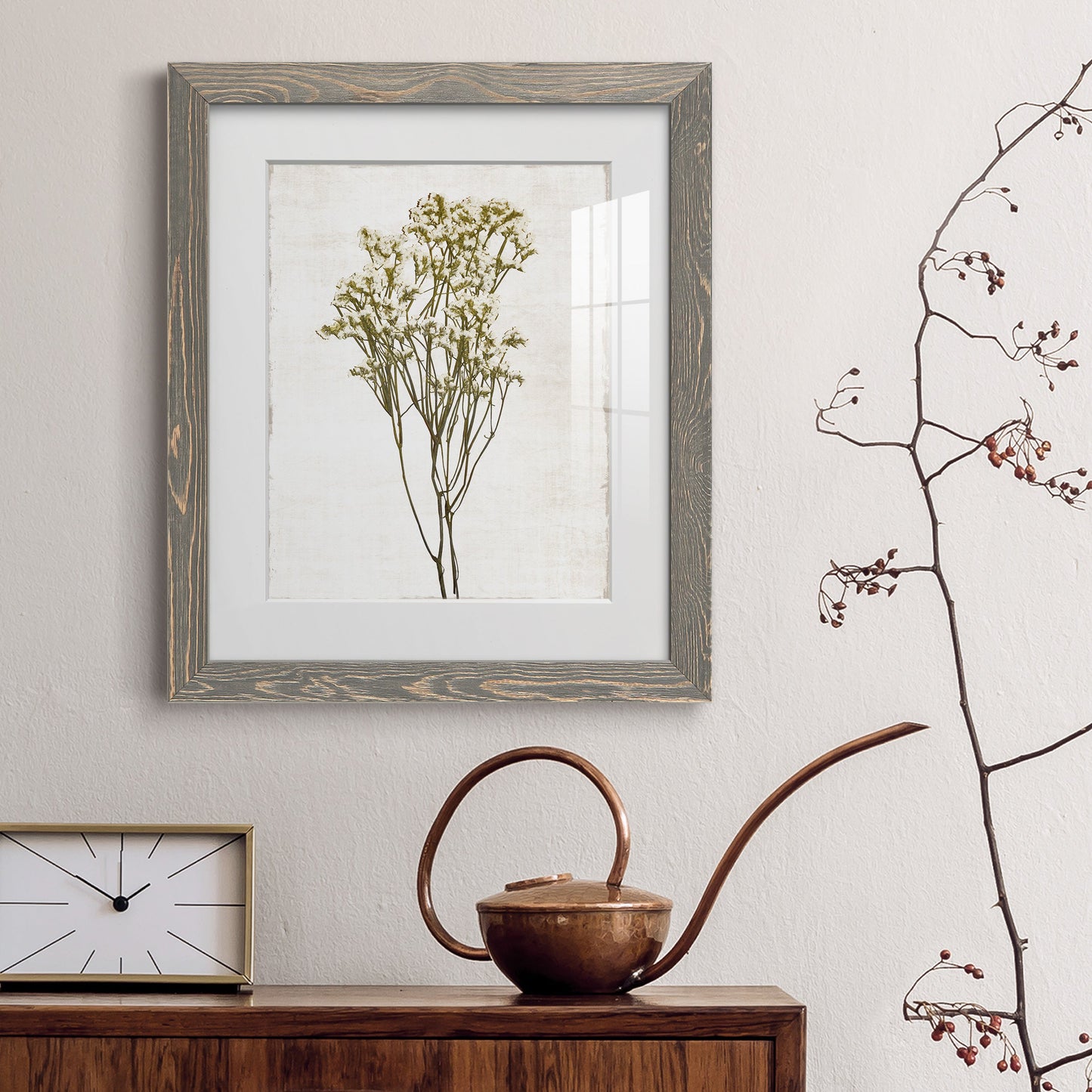 Farmhouse Pressed Flower II - Barnwood Framed Art Print