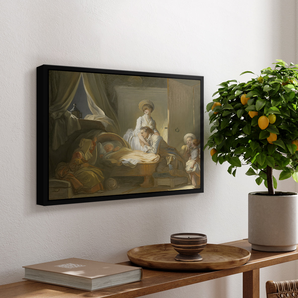 The Visit to the Nursery, c. 1775 - Floater Framed Canvas Print