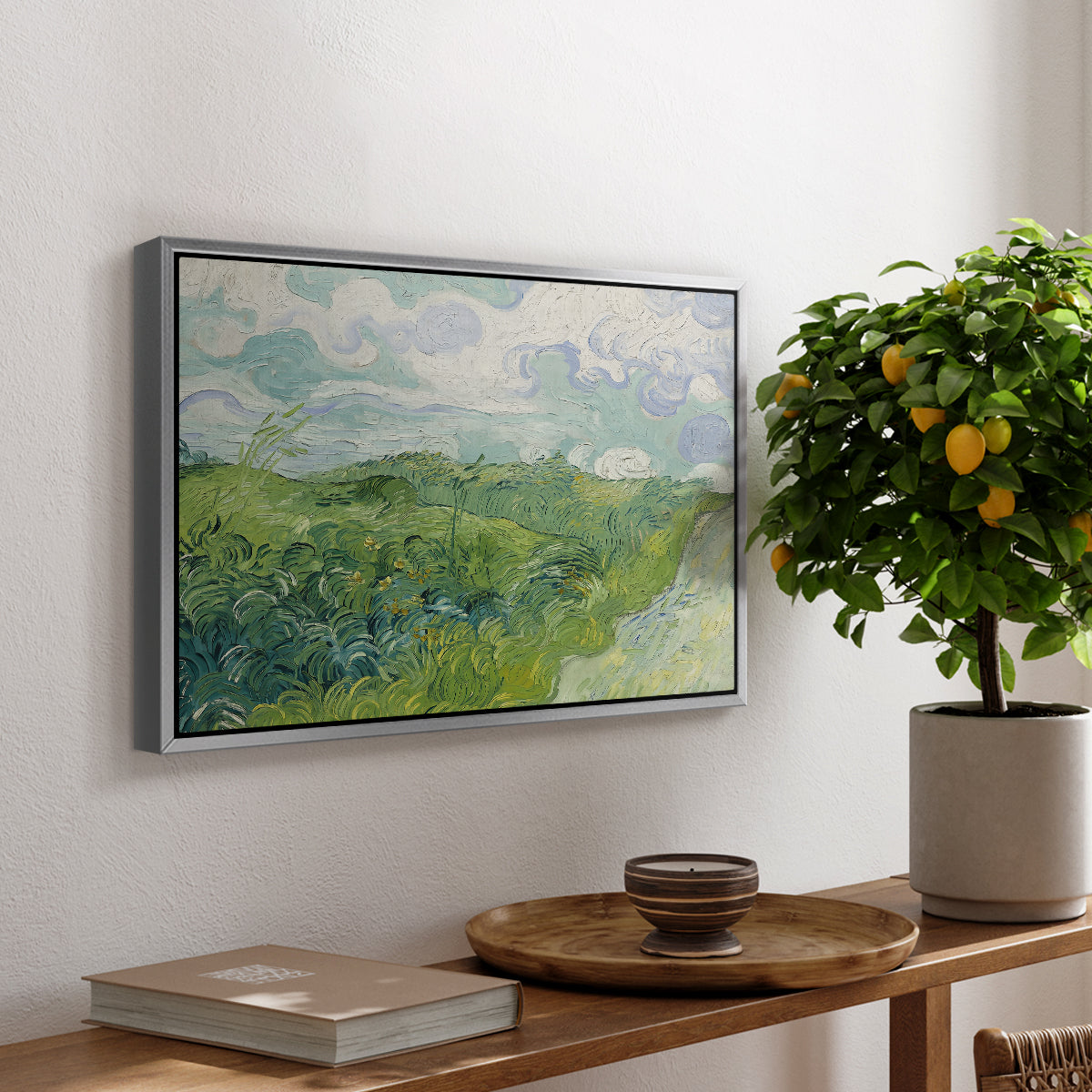 Green Wheat Field, Auvers, 1890 - Floater Framed Canvas Print