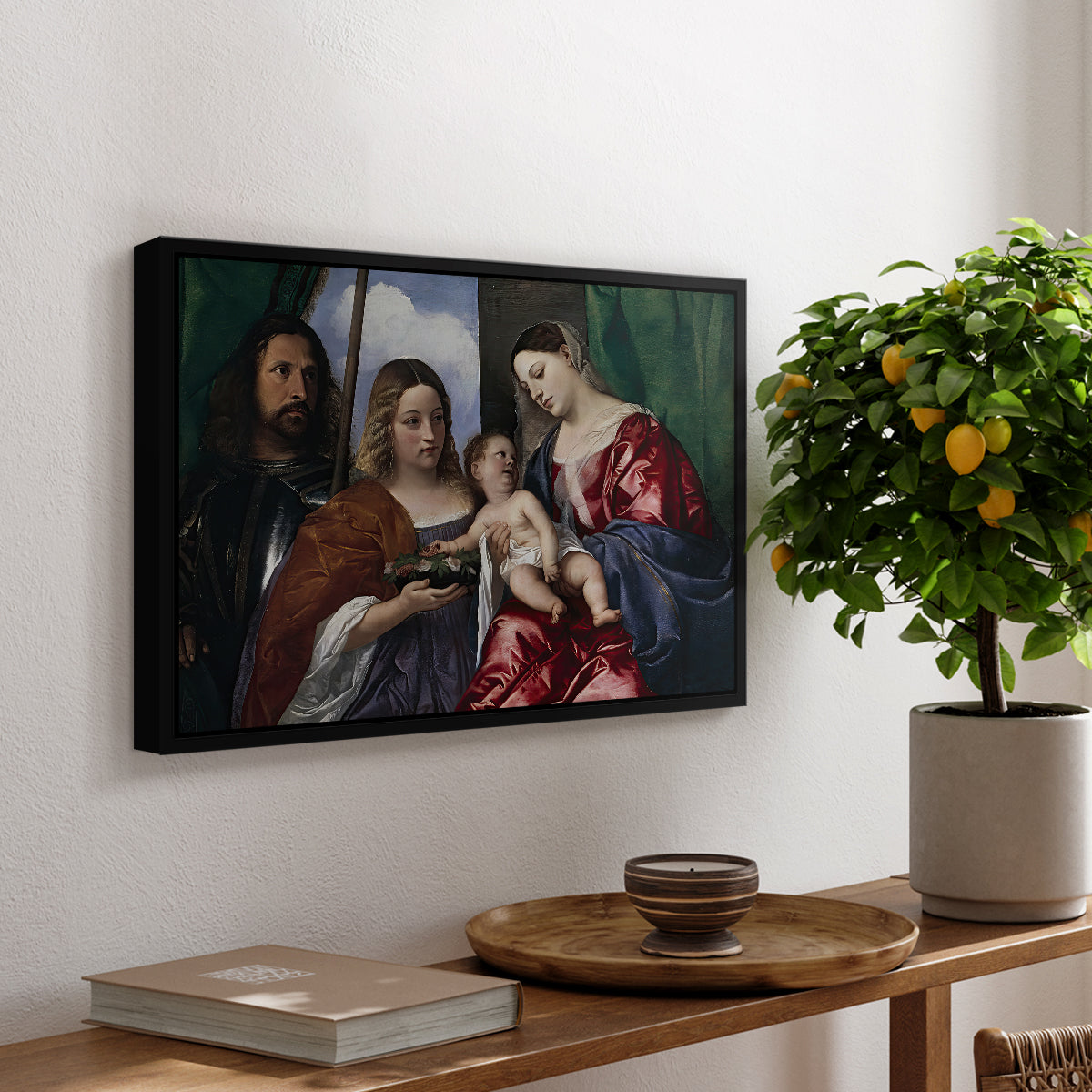 Madonna and Child with Saints Dorothy and George, c. 1516 - Floater Framed Canvas Print